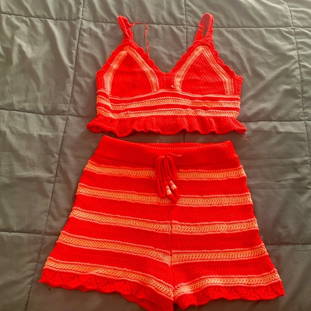 Hello I am selling a Rainbow two piece knitted shorts outfit.
